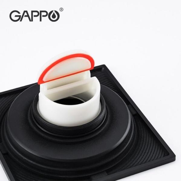Душевой трап Gappo G81053-6 чёрный 100x100мм