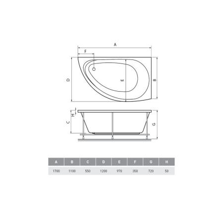 Ванна акриловая Relisan Ибица Л 170х120 ППУ Левая