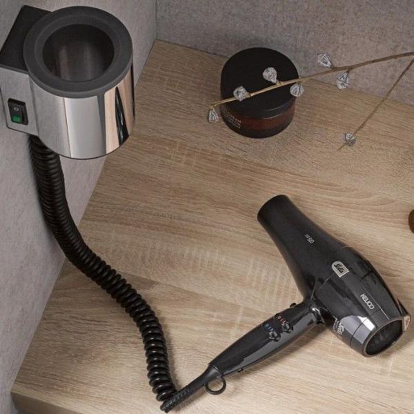 Фен Keuco Plan 14995010037, с настенным креплением, хром/темно-серый