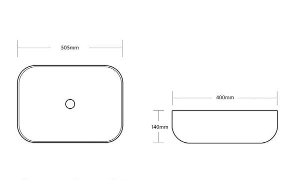 Раковина Cerutti SPA CR0078 накладная, белая, прямоугольная 505х400х140