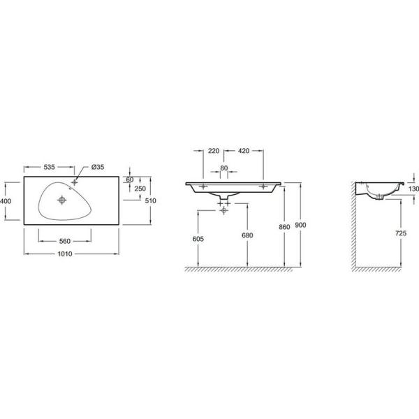 Раковина Jacob Delafon NOUVELLE VAGUE EXAQ112-Z-MG2 101 см подвесная цвет серый
