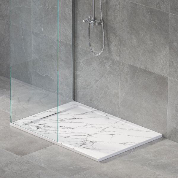Душевой поддон прямоугольный RGW STL MW Белый мрамор 800x1000 52212810-15 литьевой мрамор