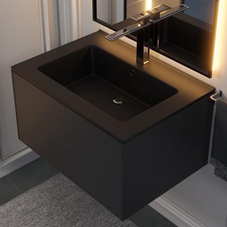 Раковина кварцевая Uperwood Parma Quartz 65 см, черная матовая, уголь