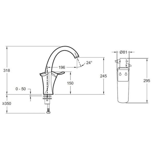 Смеситель Jacob Delafon CARAFE E18865-CP для кухни хром