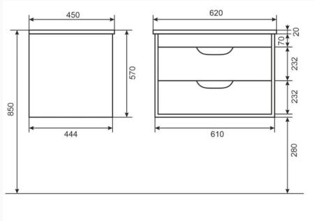 Тумба под раковину для ванной Uperwood Modul 65 см, подвесная, глянцевая, белая