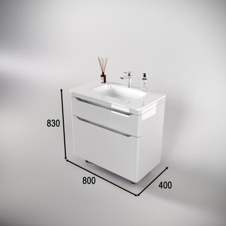 Тумба напольная Style Line Марелла 80 (2 ящ.) Люкс антискрейтч белый глянец, PLUS