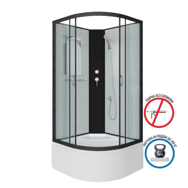Душевая кабина Niagara NG-6707-14BK 800х800х2000 высокий поддон 40см стекло прозрачное черные профиля