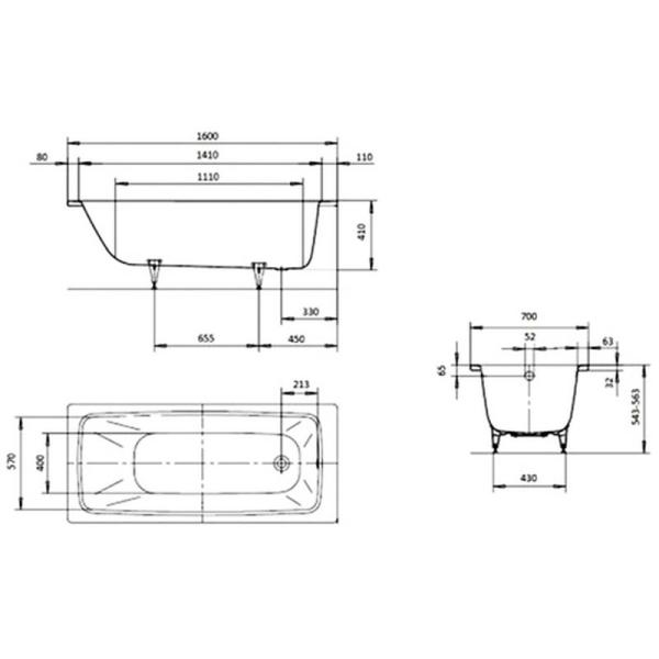 Ванна Kaldewei Cayono 748  Easy-clean 160х70 (274800013001) стальная