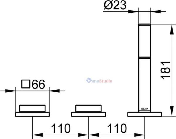 Смеситель на борт ванны Keuco Edition 11 51130010500, на 3 отверстия Хром