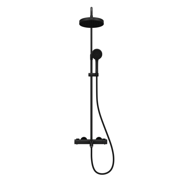Душевая система VitrA Base Round A4730336EXP с термостатическим смесителем и ручным душем матовая черная латунь