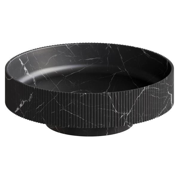 Раковина накладная Boheme рифленая SOLE Corian 400*130 Nero Marquina 801-R-NM