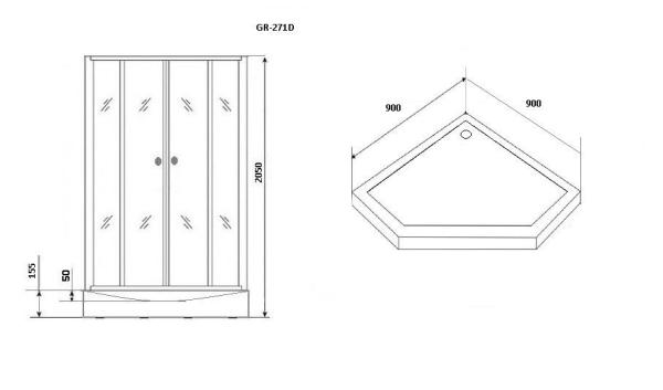 Душевая кабина GROSSMAN GR271D (90х90х205)