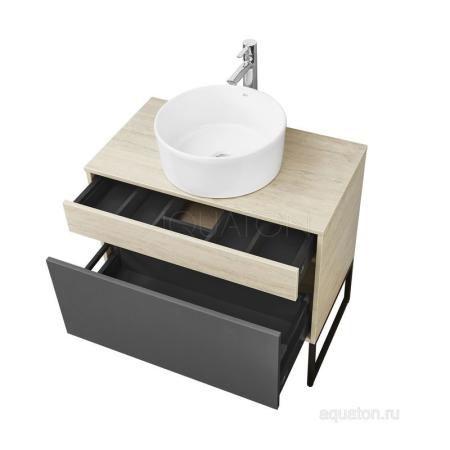 Тумба под раковину AQUATON Лофт Урбан 80 серый графит, дуб орегон 1A247601LQX60