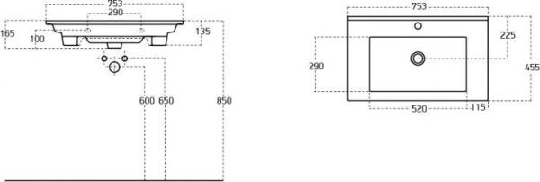 Раковина для тумбы Sanovit Atria 75 9075-KL