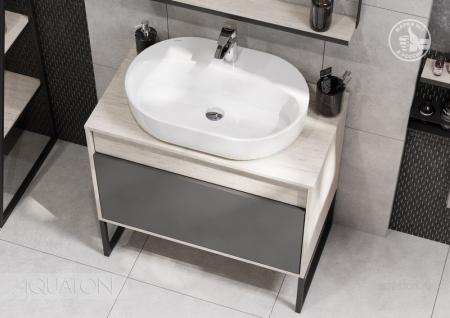 Тумба под раковину AQUATON Лофт Урбан 80 серый графит, дуб орегон 1A247601LQX60