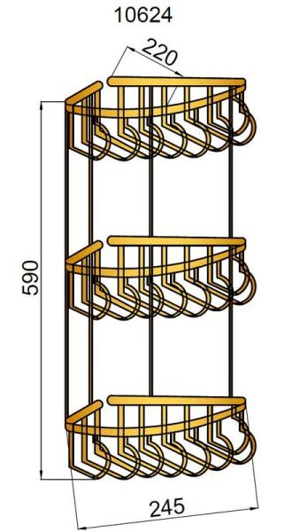Угловая полка Boheme Medici 10624 бронза, тройная