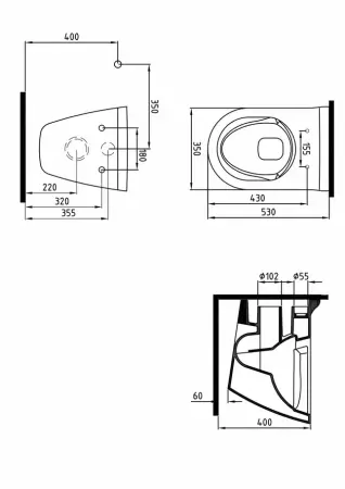 Унитаз Bien MINERAL подвесной безободковый с форсункой биде со встроенным смесителем сиденье микролифт MNKA052N1VE0W5000