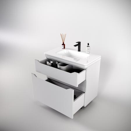 Тумба напольная Style Line Марелла 80 (2 ящ.) Люкс антискрейтч белый матовый, PLUS