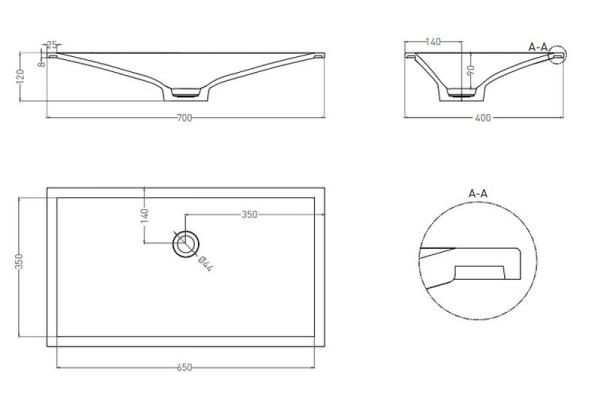 Раковина Salini MAREA 13 RAL S-Stone покраска RAL матовая 70x40 1802213MF встраиваемая