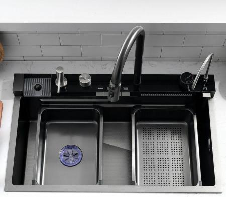 Мойка кухонная Esbano CASCADE-5 750х450х220 оружейная сталь PVD покрытие
