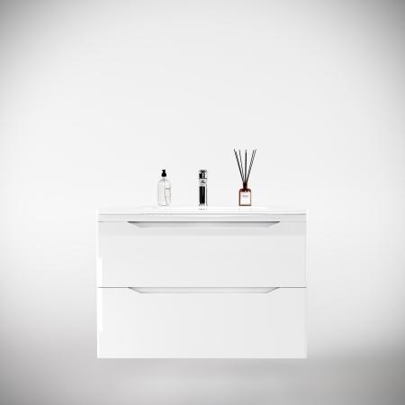 Тумба подвесная Style Line Марелла 80 (2 ящ.) Люкс антискрейтч белый глянец, PLUS