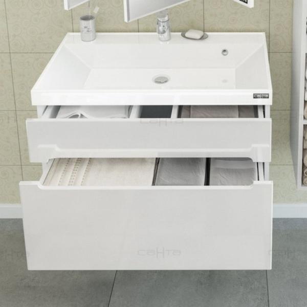 Тумба под раковину СаНта Лондон 80 224004л, подвесная (2 ящ.)