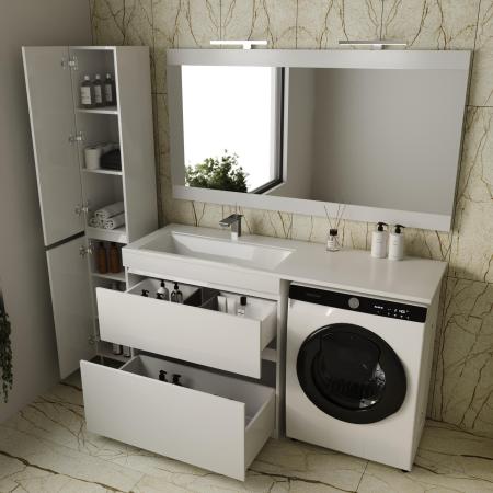 Тумба напольная Style Line Даллас 150, 2 ящика, Люкс белая, PLUS