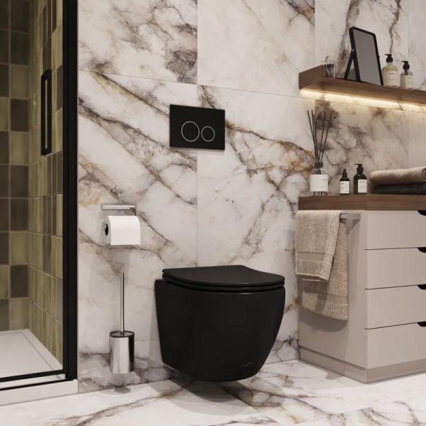 Унитаз Cerutti SPA TICINO Aria MB подвесной безободковый черный матовый CT8918 (485х365х350)