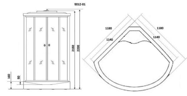 Душевая кабина Niagara Ultra NG-5012-01 (1200х1200х2200) низкий поддон(16см) стекло ТОНИРОВАННОЕ