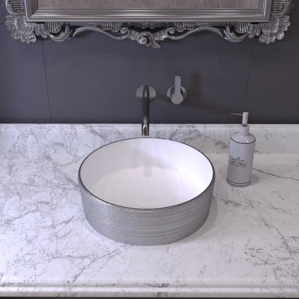 Раковина Grossman GR-5020SW (355*355*115) бело-серебряная