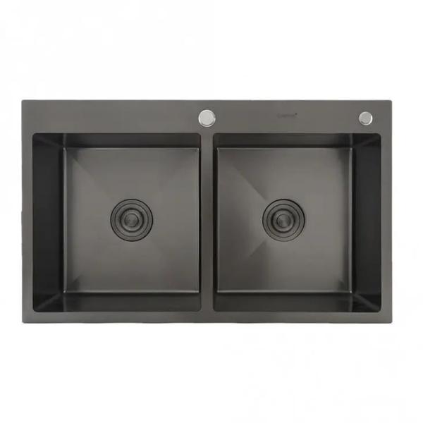 Кухонная мойка Gappo GS8350-6  830x500x215mm 0.8мм с коландером Черный