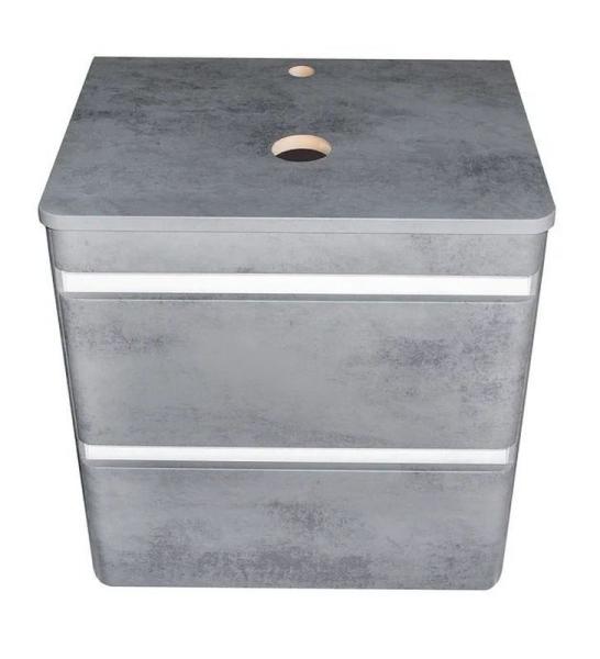 Тумба Style Line Elfante Атлантика 70 подвесная, Люкс бетон темный, (2 ящ.), со столешницей МДФ, PLUS