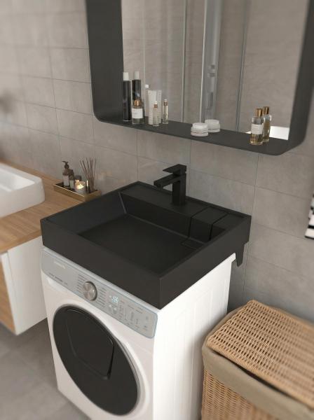 Раковина Uperwood Naomi Quartz RnaomiQuartz60U над стиральной машиной 60*60 см уголь