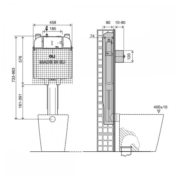 Смывной бачок Oli 74 PLUS 601601 механический для унитаза