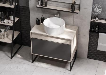 Тумба под раковину AQUATON Лофт Урбан 80 серый графит, дуб орегон 1A247601LQX60