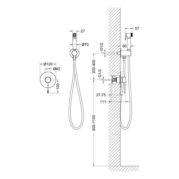 Смеситель встроенный с гигиеническим душем Timo Saona 2389/03SM черный