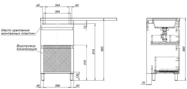 Тумба под раковину Aquanet Вега 48 белый глянец