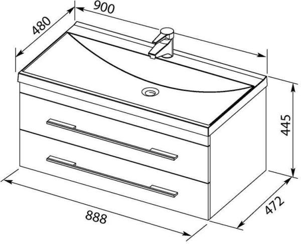 Раковина для тумбы Aquanet Нота 90 NEW