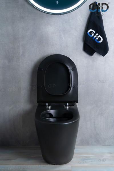 Унитаз Gid TRS-269BM 56 см приставной безободковый микролифт черный матовый