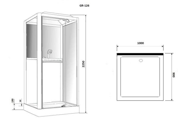 Душевая кабина GROSSMAN GR126 (90x100x225) гидромассажная с радио