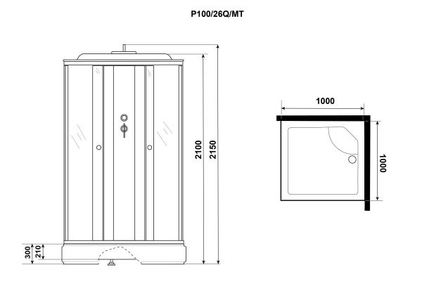 Душевая кабина Niagara Promo P100/26Q/MT (1000х1000х2150)