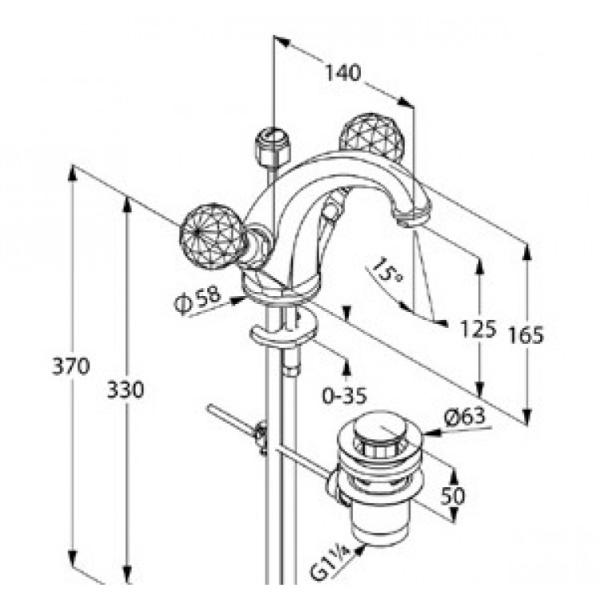 Смеситель Kludi Adlon 5101005G5 для раковины, ручки хрусталь, цвет хром