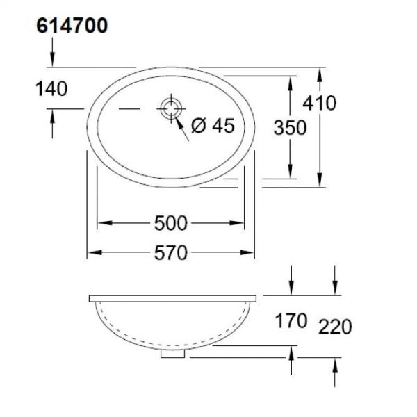Раковина Villeroy&Boch EVANA 61470001 51х34 см встроенная