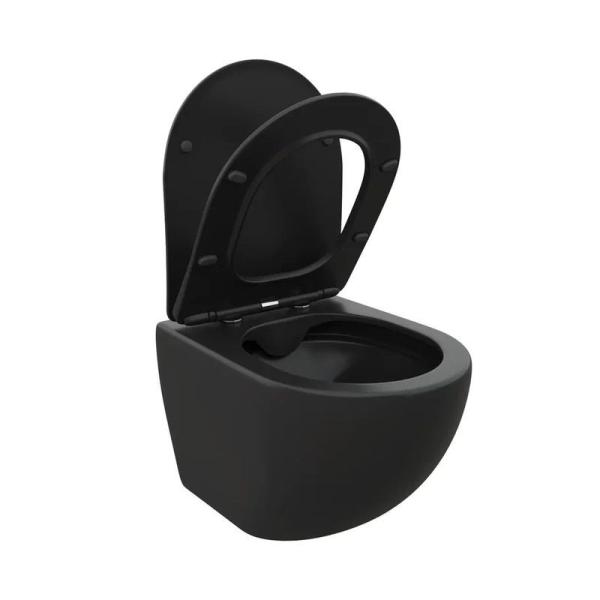 Унитаз Cerutti SPA SELLA Aria MB подвесной безободковый черный матовый CT9160 (490х360х325)