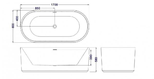 Ванна Esbano Tortuga black  отдельностоящая 170х80х59