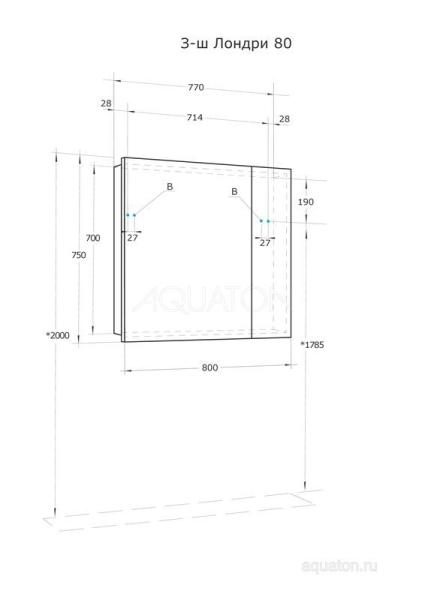 Зеркальный шкаф AQUATON Лондри 80 1A267202LH010