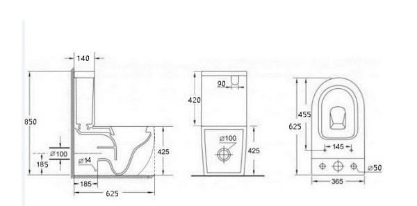 Унитаз напольный ESBANO RIPOLL-С черный матовый безободковый напольный 620x385x845