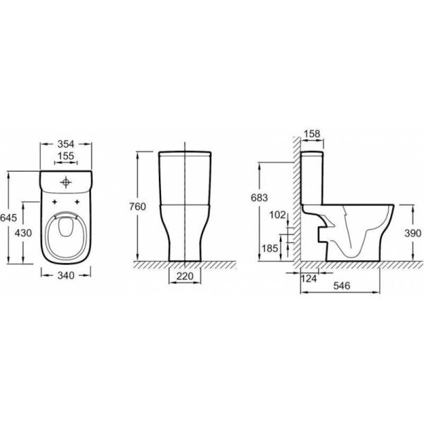 Унитаз Jacob Delafon STRUKTURA UJX102-00 безободковый напольный /64х34/(белый)