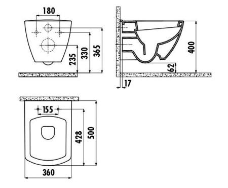 Унитаз CREAVIT Trend подвесной TP326-11CB00E-0000 (сиденье отдельно)