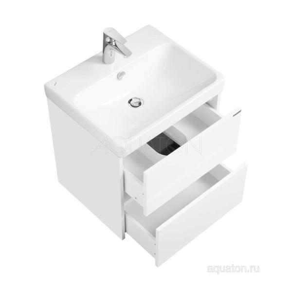 Тумба под раковину AQUATON Сканди 55 белый матовый, белый глянец 1A251701SD010